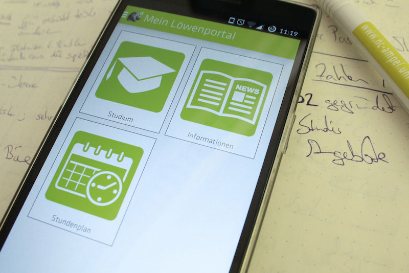 Die Löwen-App soll das Löwenportal nicht ersetzen, sondern ergänzen, mit StudIP-Infos  verknüpfen und  beides mobil verfügbar machen.