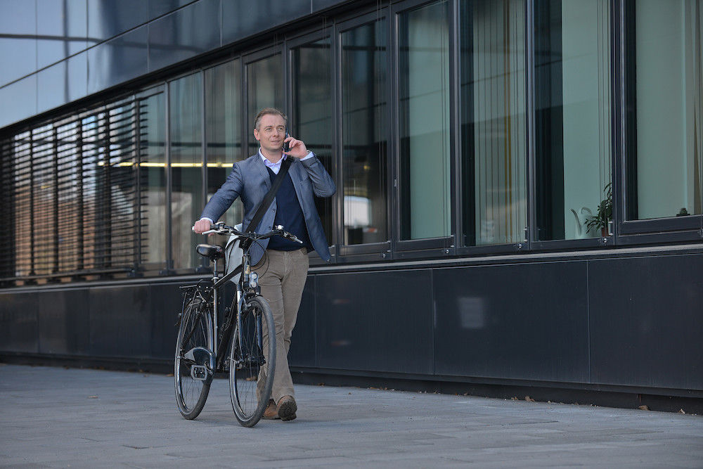 Robert Szczesny is cycling around the campus for the Transfer and Start-up Service.