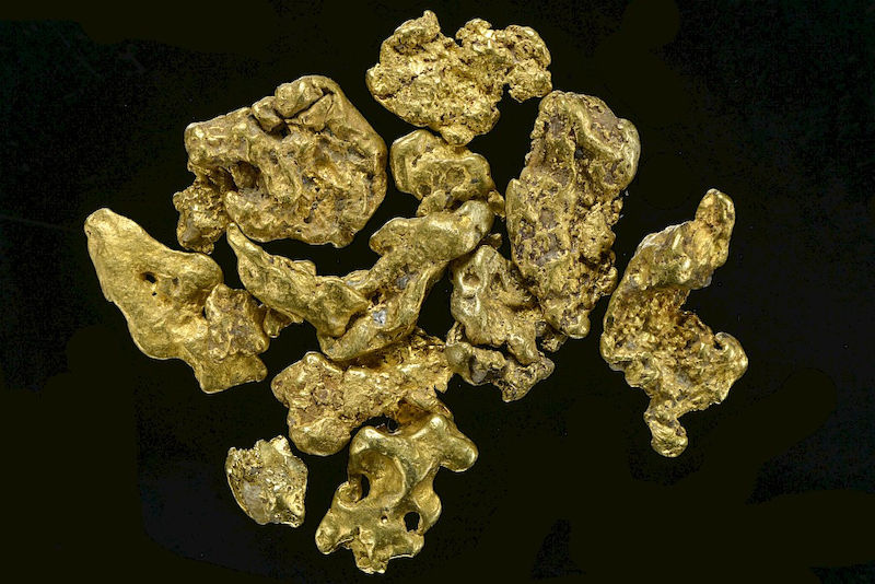 Gold nuggets from Cornwall with inclusions of tin oxid