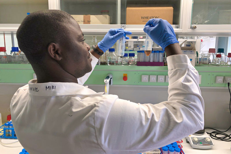 Emmanuel Mfotie Njoya researches the fire croton, which in Germany is also called “wonder shrub”.