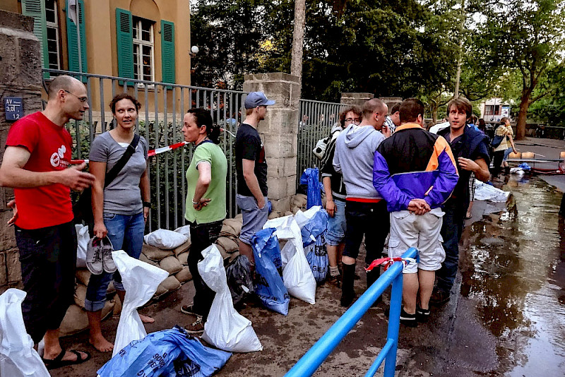 Auch am Neuwerk - hier nahe des Botanischen Gartens - war Unterstützung gefragt. Die Botanik der Uni war ebenfalls betroffen.