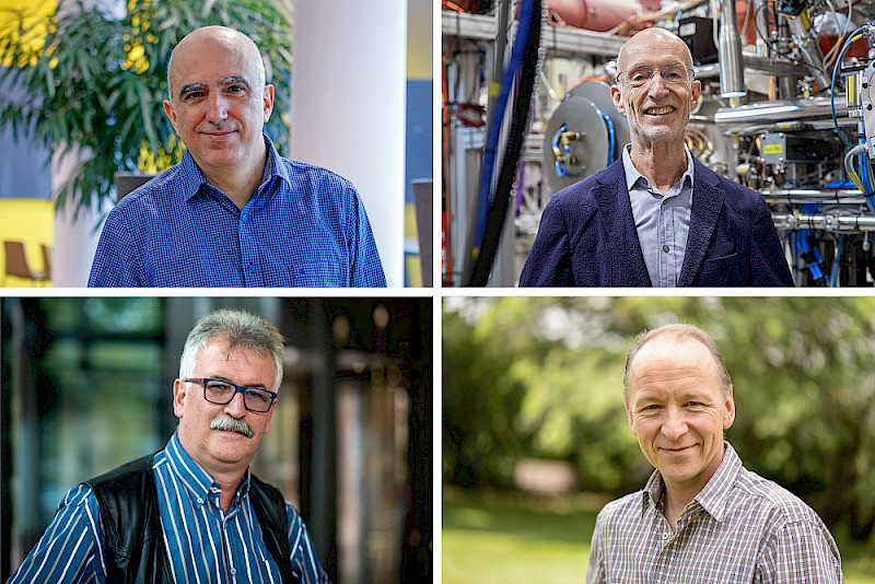 Henrique Pereira, Stuart Parkin (oben, v.l.), Josef Settele und Nicolaus von Wirén (unten, v.l.) gehören zu den „Highly Cited Researchers 2025“. (Foto: Stefan Bernhardt / iDiv, Marco Warmuth / MPI, Sebastian Wiedling / UFZ, Andreas Bähring / IPK)